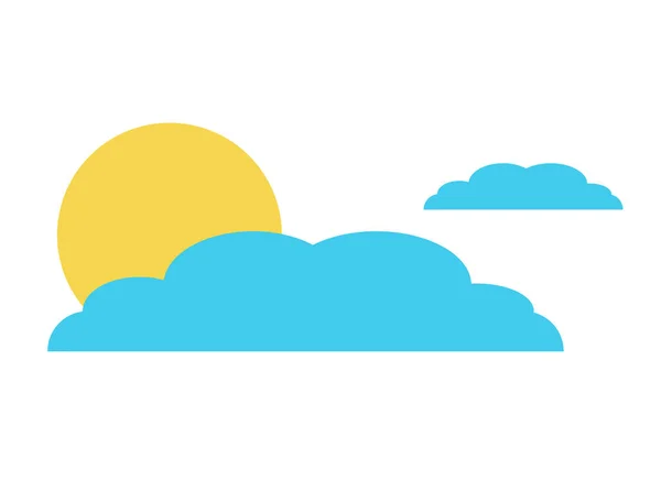 Εικονογράφηση Διάνυσμα Του Κίτρινου Ήλιου Και Μπλε Σύννεφα Μεμονωμένα — Διανυσματικό Αρχείο