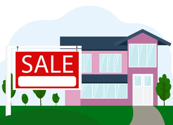 Vector Illustration Sale Large Residential Building Next Sign Text Sale — Stock Vector