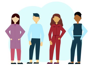 Çok ırklı kadın ve erkeklerin temsili sunumu. İletişim