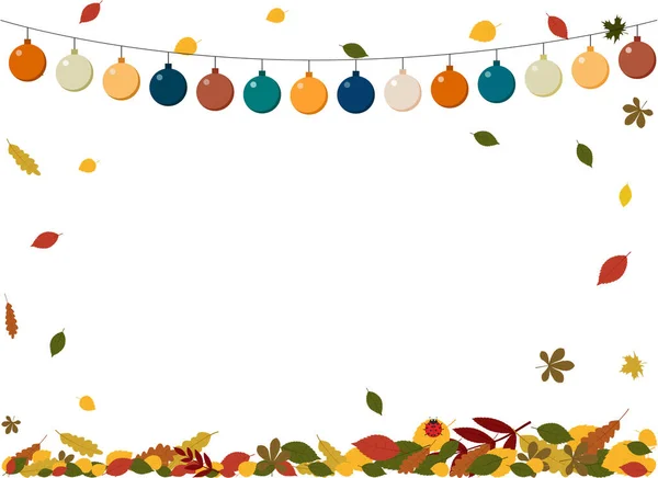 Ilustração do folheto de outono com guirlanda e folhas de outono. Lugar para texto — Vetor de Stock