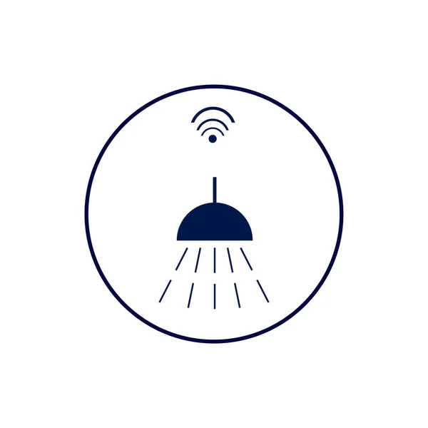 Illustrazione dell'icona del controllo intelligente delle acque domestiche e delle acque reflue. Doccia e acqua con simbolo wi-fi — Vettoriale Stock
