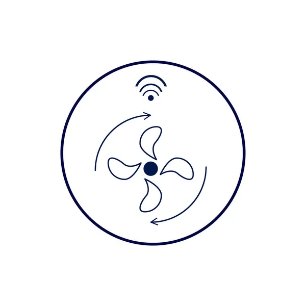 Illustrazione icona di ventilazione Smart home. Ventilatore con simbolo wi-fi — Vettoriale Stock