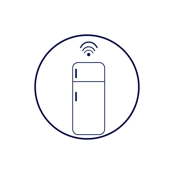 Illustrazione intelligente dell'icona del frigorifero. Frigorifero con simbolo wi-fi — Vettoriale Stock