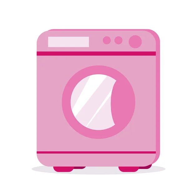 Pembe bir çamaşır makinesi tasviri. Çizgi film izole — Stok Vektör
