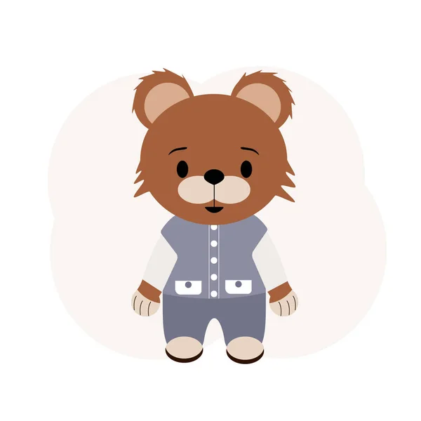 Εικονογράφηση ενός αρκουδιού με παντελόνι και γιλέκο — Διανυσματικό Αρχείο