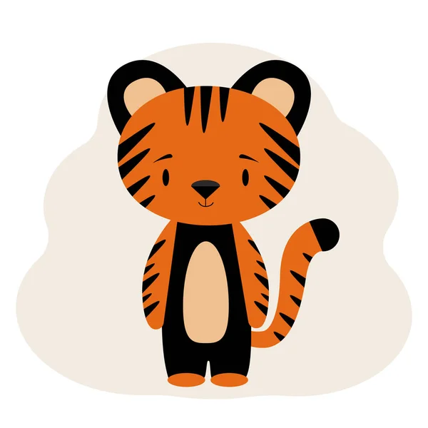 Illustration of a little cute striped tiger cub. Sticker — Stock Vector