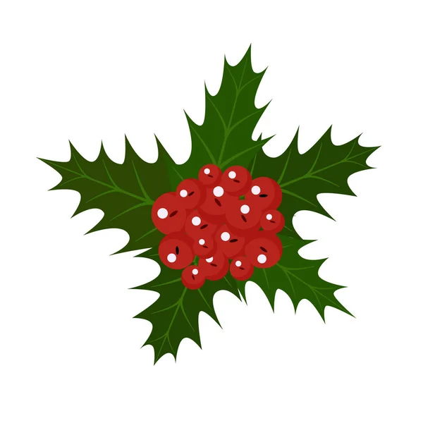 Illustration of a Christmas plant holly. Isolated on white background. — Stock Vector