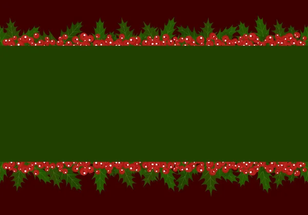 Ilustración de un marco de una planta de Navidad acebo. Antecedentes de las vacaciones — Vector de stock