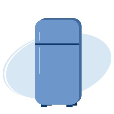 Illustration of stylish blue small size refrigerator rector