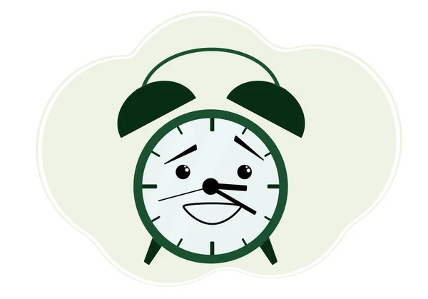 Relógio verde ilustração com constrangimento e embaraço emoção — Vetor de Stock