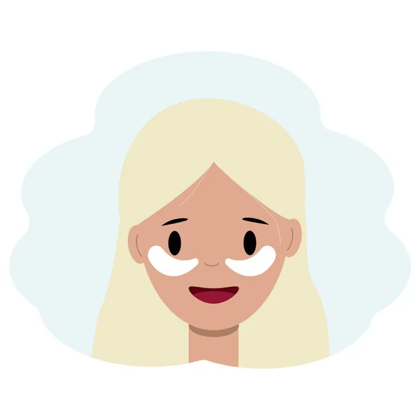 アイパッチ付きの若い女性の顔のイラスト。フェイシャルスキンケアコンセプト — ストックベクタ