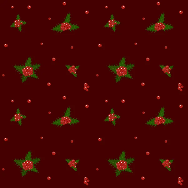 クリスマスホリーの植物のイラストとパターン。クリスマスシンボル — ストックベクタ
