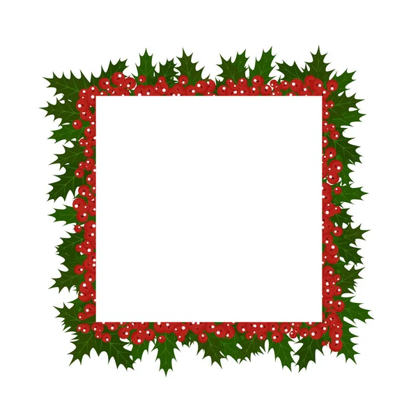 Illustration of a frame from a Christmas plant holly. Background for the holiday — Stock Vector