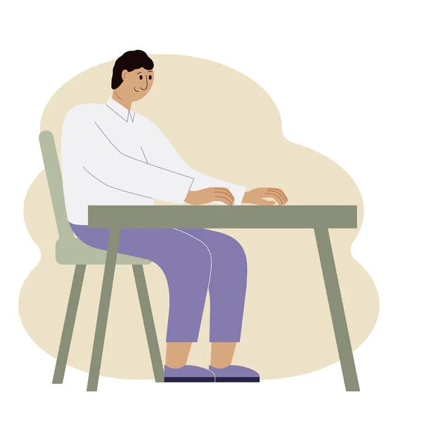 Illustration d'un homme élégant assis sur une chaise à la table — Image vectorielle