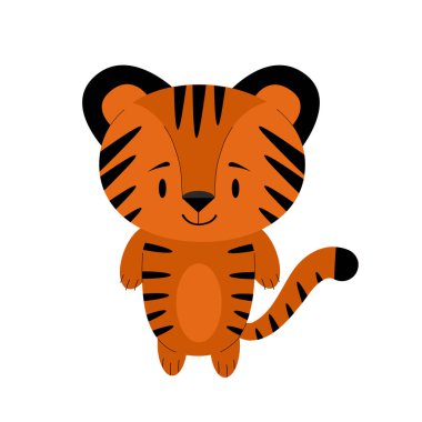 Çizgili yavru bir kaplan tasviri. Etiket