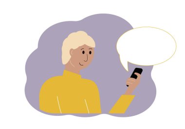Elinde cep telefonu olan bir adamın vektör çizimi