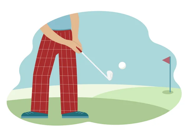 Vector Illustratie Van Een Mannelijke Golfer Tijdens Het Raken Van — Stockvector