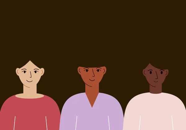 Ilustración Vectorial Mujeres Multiétnicas Concepto Unidad Mujer Día Mujer — Vector de stock