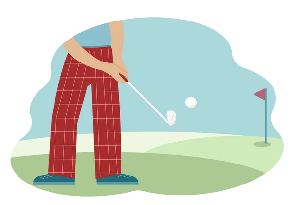 Ilustração Vetorial Golfista Masculino Enquanto Bate Bola —  Vetores de Stock