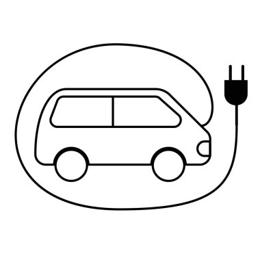 Elektrikli araba şarj istasyonunun vektör çizimi. Satır simgesi
