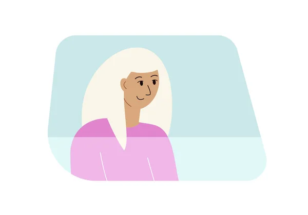 Concepto Viaje Coche Ilustración Vectorial Una Mujer Perfil Detrás Del — Vector de stock