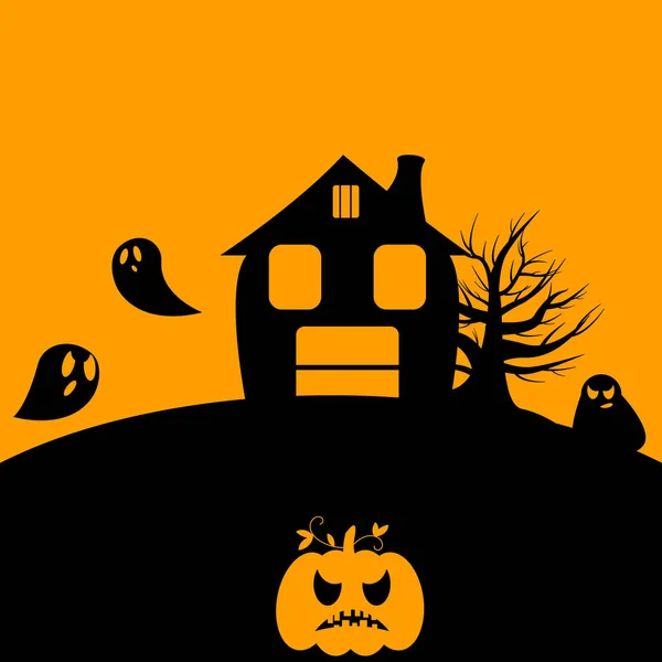 Convites Festa Halloween Cartão Saudação Com Símbolos Tradicionais Ilustração Vetorial — Vetor de Stock