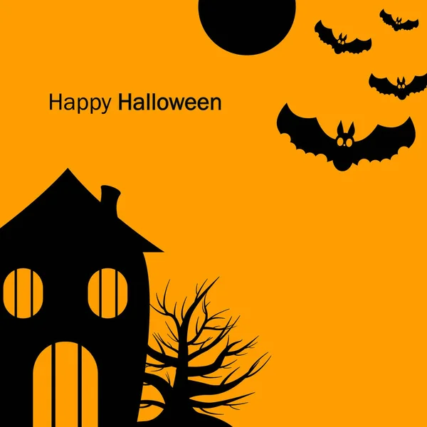 Happy Halloween Banner Party Invitation Background Bats Moon Horror House — стоковый вектор