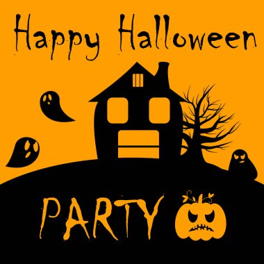 Cadılar Bayramı partisi davetiyeleri ya da geleneksel sembollü tebrik kartı. Vektör illüstrasyonu.