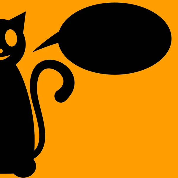 Плакат Черным Хэллоуинским Котом Оранжевом Фоне Шаблон Плаката Баннера Векторная — стоковый вектор