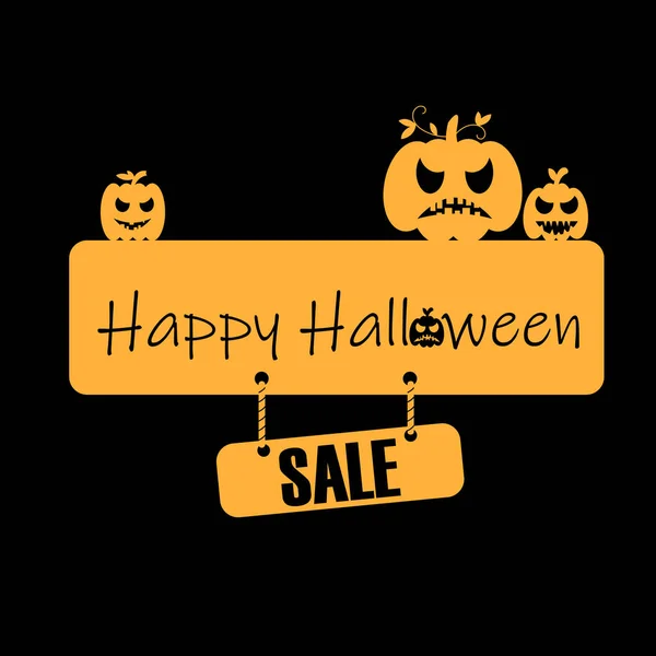 Ilustração Vetorial Sobre Venda Halloween Abóboras Texto Feliz Halloween — Vetor de Stock
