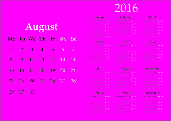 Kalender voor 2016 — Stockfoto