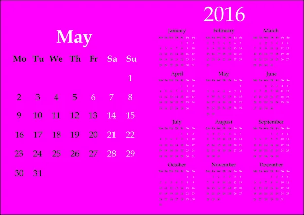 Kalendarz 2016 — Zdjęcie stockowe