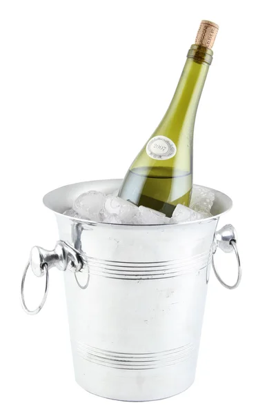 Bottle in an ice bucket — Stock Photo, Image