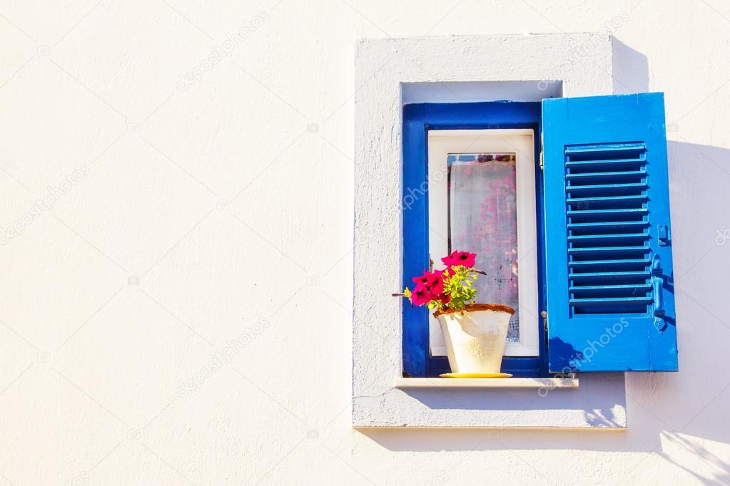 Blue window, part of Skiathos Old Town generic architecture