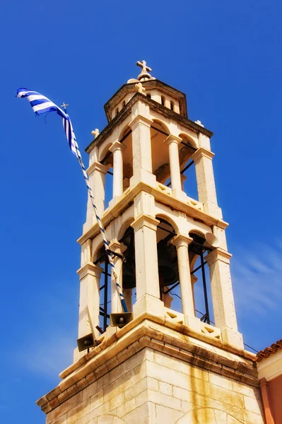 スキアトス タウンで教会の鐘タワー詳細 — ストック写真