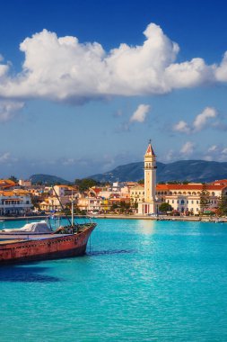 Zakynthos town in the morning, as seen from the port