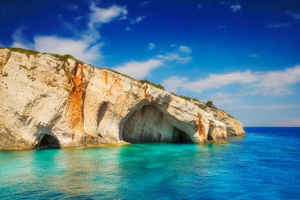 Grutas azuis, ilha de Zakynthos, Grécia — Fotografia de Stock