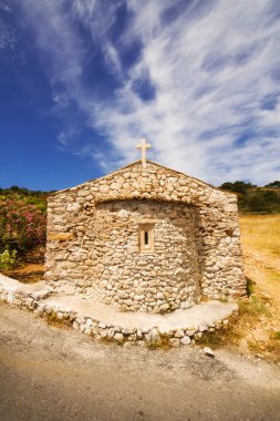 Küçük bir kilise adada Zakynthos, Yunanistan bir geniş açı çekim