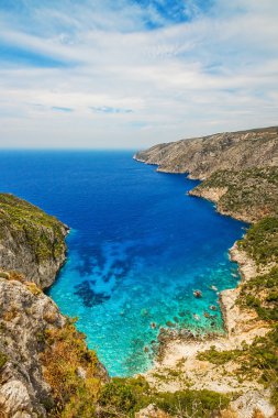 Kayalık sahil, Kampi, Zakynthos Island, Yunanistan