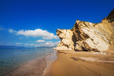 Kalamaki beach (korunan Caretta Caretta kaplumbağası yuvalama sitesi) adada Zakynthos, Yunanistan