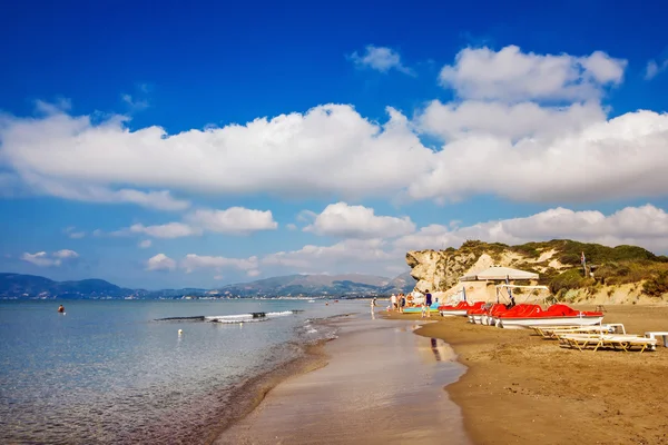 Spiaggia di Kalamaki (sito protetto di nidificazione delle tartarughe Caretta Caretta) sull'isola di Zante, Grecia — Foto Stock