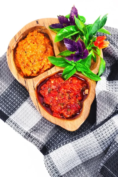 A red pepper spread traditionally made in the Balkans — Stock Photo, Image