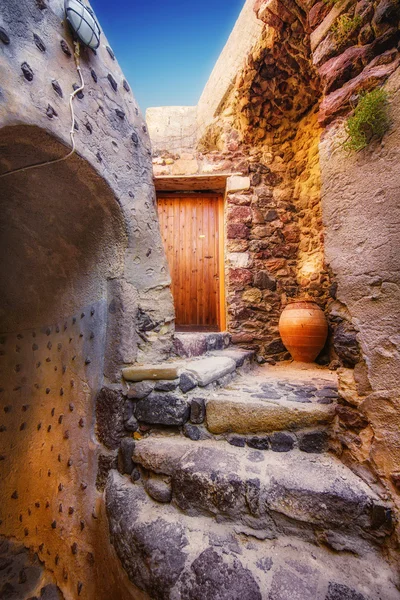 O interior do castelo de Akrotiri Venetian, ilha de Santorini, Grécia — Fotografia de Stock