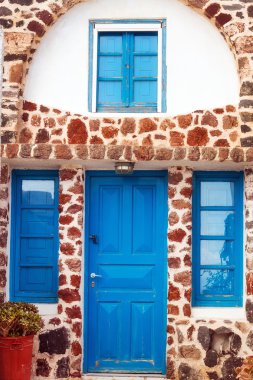 Mimari ayrıntılar Exo Goniá Köyü, Santorini, Yunanistan