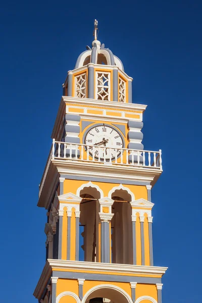 Detalles del campanario de La Catedral Católica en Fira, Santorini — Foto de Stock
