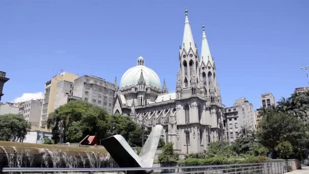 Se cathedral, sao paulo, Brezilya — Stok video