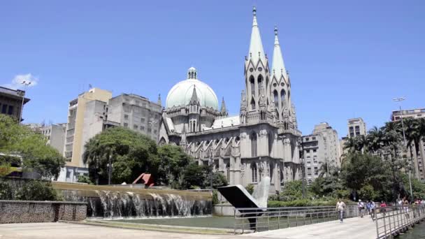 Se kathedraal in sao paulo, Brazilië — Stockvideo
