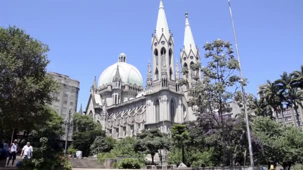 Se cathedral, sao paulo, Brezilya — Stok video