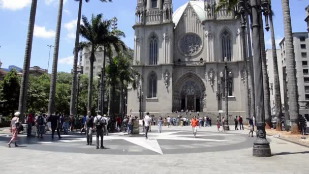 Se cathedral, sao paulo, Brezilya — Stok video