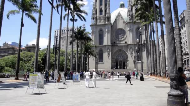 Se cathedral, sao paulo, Brezilya — Stok video